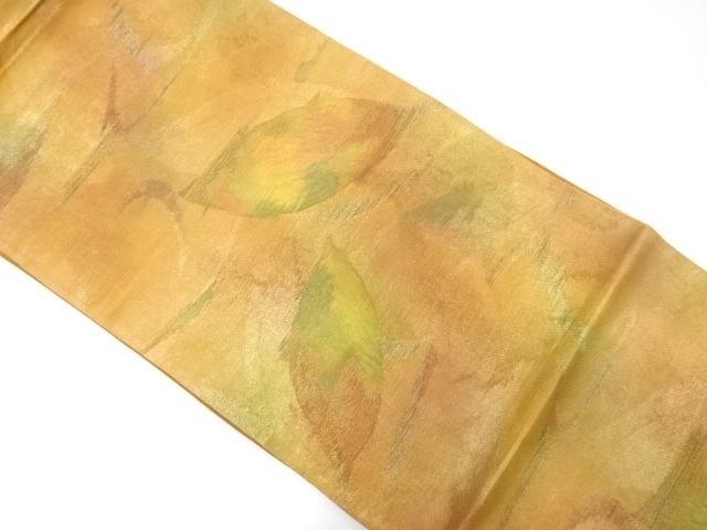 JAPANESE KIMONO / ANTIQUE FUKURO OBI / SILK / WOVEN TREE LEAVES